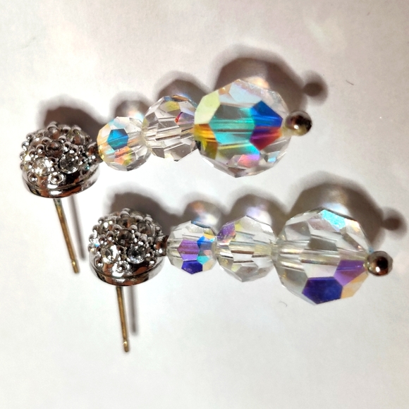 Swarovski Earrings 14K Gold Studs Swan Logo - Picture 6 of 10